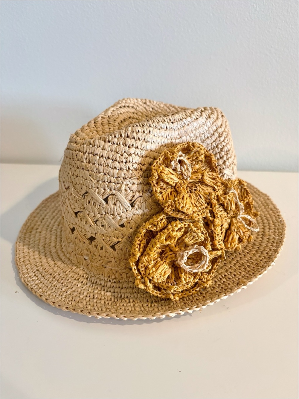 Mar y Sol || Woven Raffia Flower Sunhat Floral Hat Tan OS
